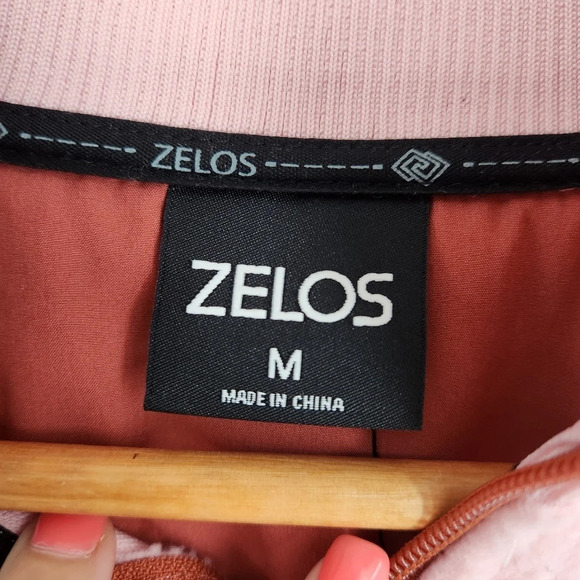 Zelos Pink & Rust Half Zip Jacket Size Medium Academic Sherpa Pullover NEW - Picture 5 of 11